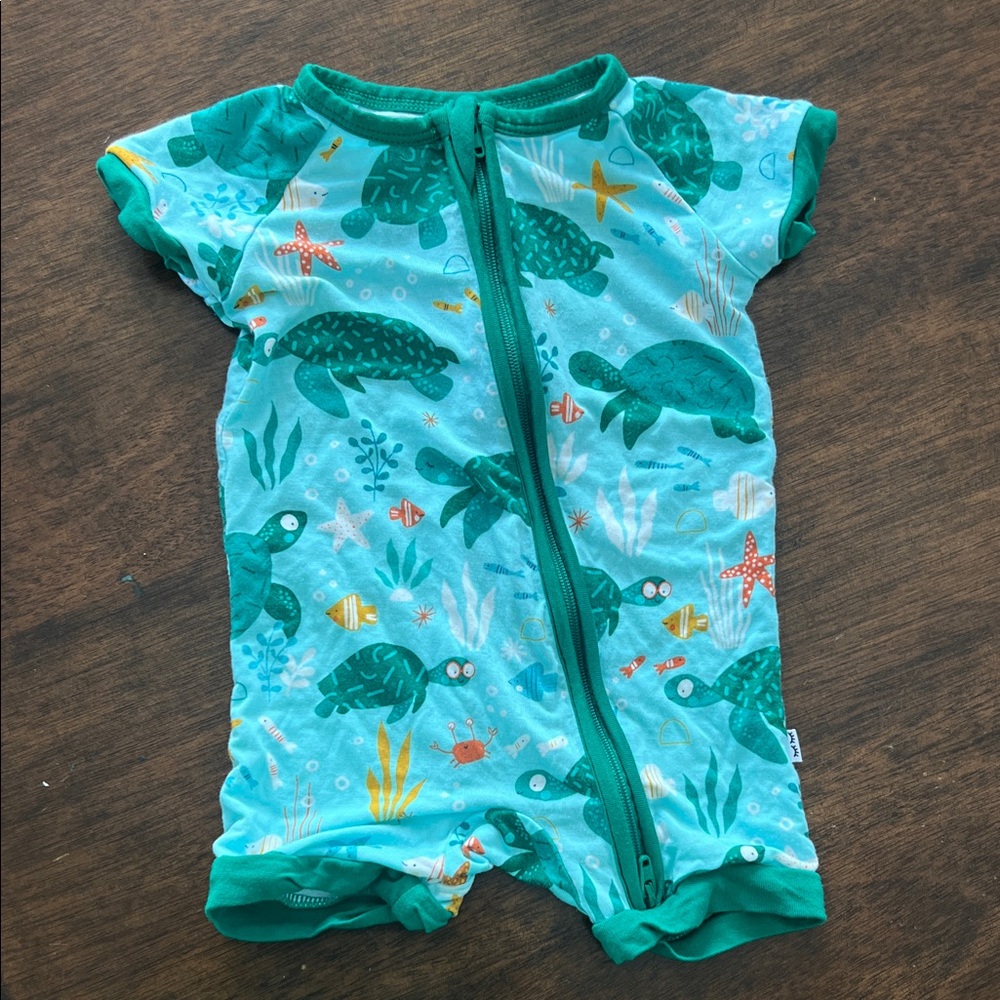 Little Sleepies Sea Turtle Print Short Sleeve Zipper Pajamas